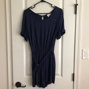 French Grey Romper, Navy, Size L
